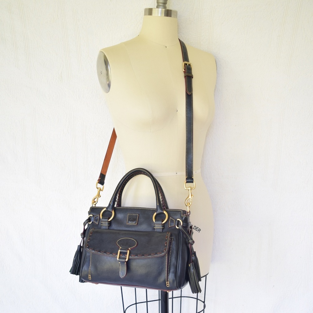 Dooney Florentine leather pocket black satchel - Picture 6 of 8